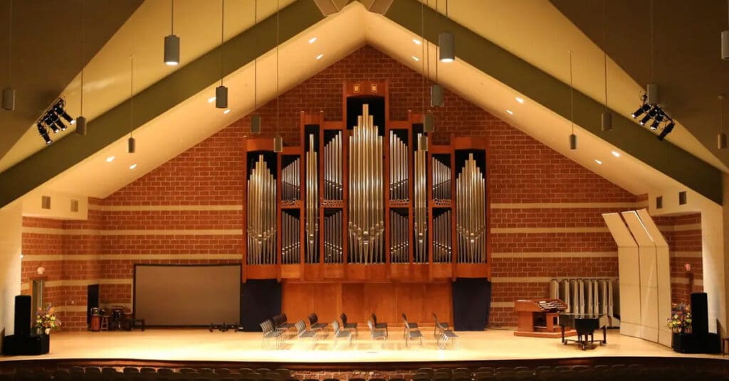 Ozinga Chapel Auditorium Stage and Organ